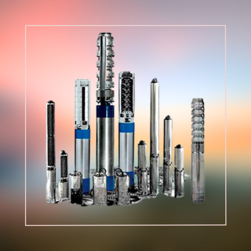 Submersible Borehole pumps. More than 3 boreholes on a graphic background